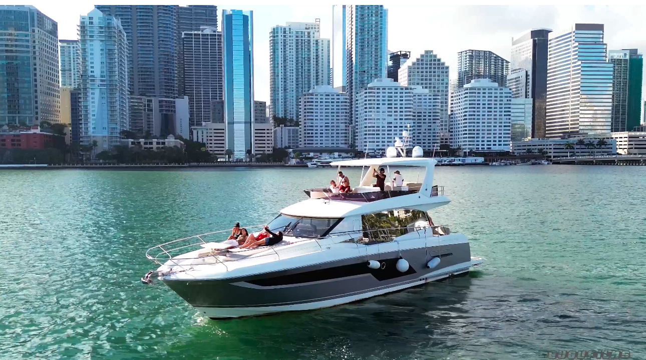 Premium yacht rental in Miami with skyline